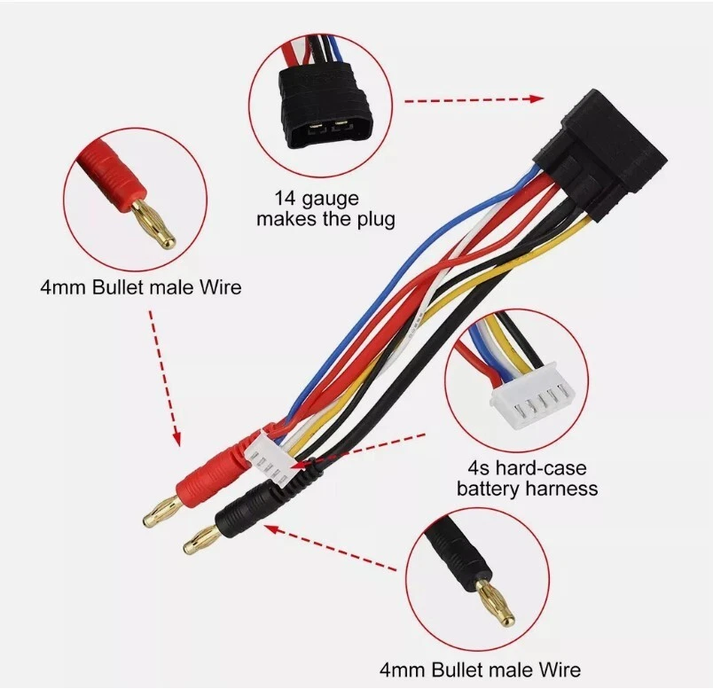 4S Lipo Battery Bullets Connector Cable Adapter fit for TRX 1/8 RC Car 190MM - Image 4 of 4