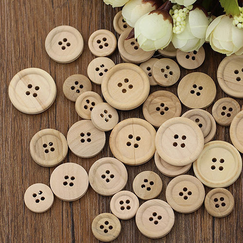 50x NATUR HOLZ KNÖPFE Bastelknöpfe Knopfmischung Modeknöpfe Vintage Holzknöpfe. - Bild 1 von 6