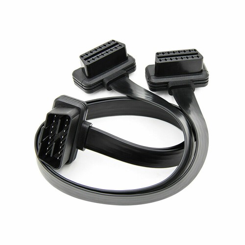 50cm length 16 pin one male OBDII to two female OBD2 Flat Diagnostic Cable - Photo 1/8