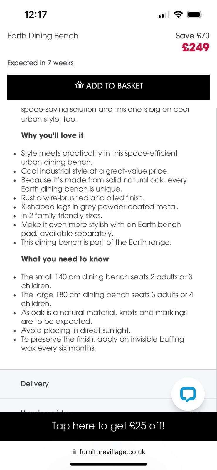 Furniture Village Large Earth Dining Bench eBay