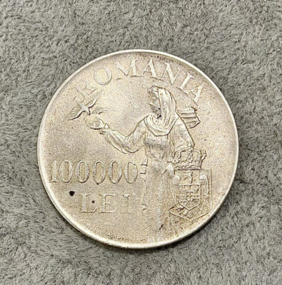 700/ Silbermünze, 100.000 Lei, Rumänien, Michael I., Landesgöttin, guter Zustand