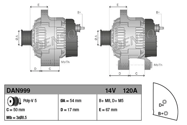 ALTERNATOR FOR ALFA ROMEO FIAT FORD DENSO DAN999 - Image 3 of 4