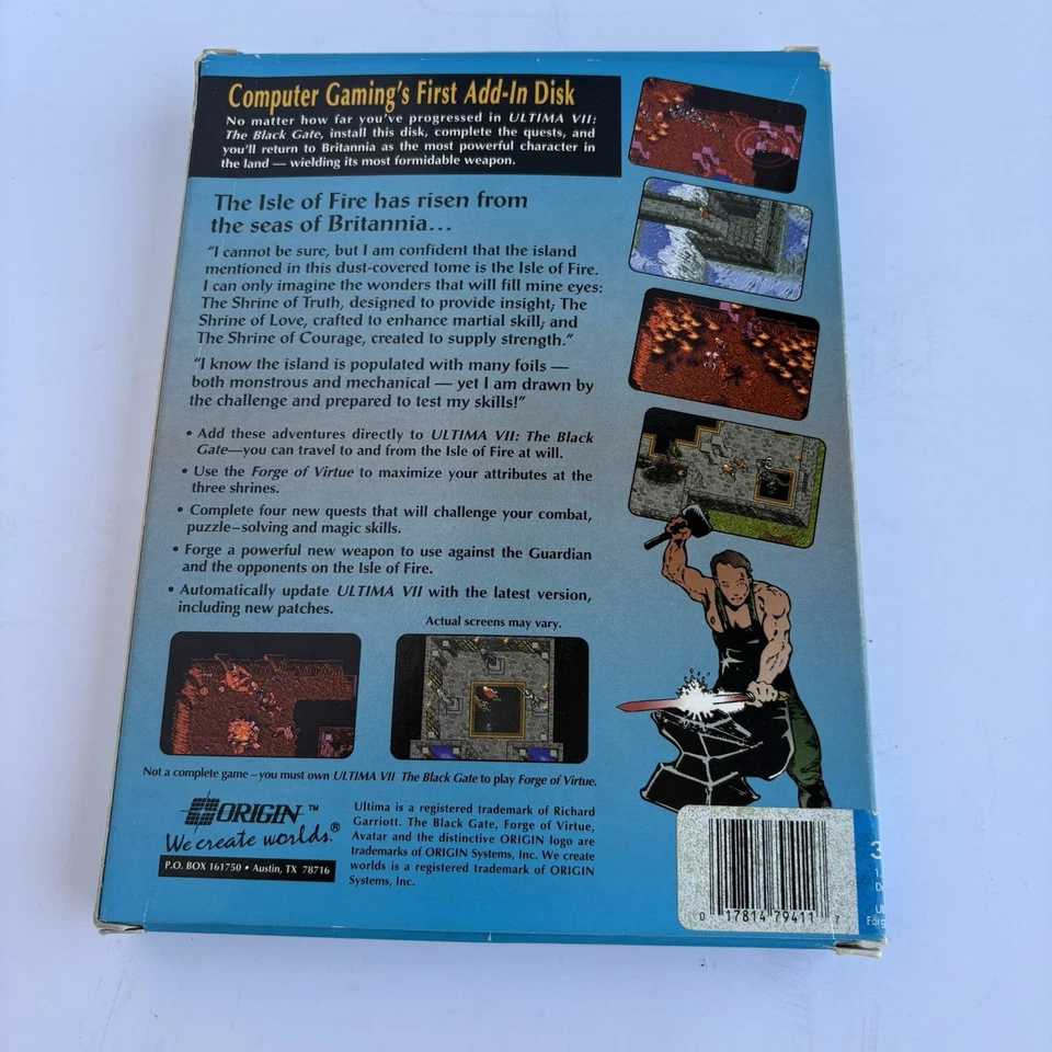 Ultima VII Forge of Virtue Expansion Origin 3.5" DOS IBM PC Big Box Game CIB - Image 2 of 3