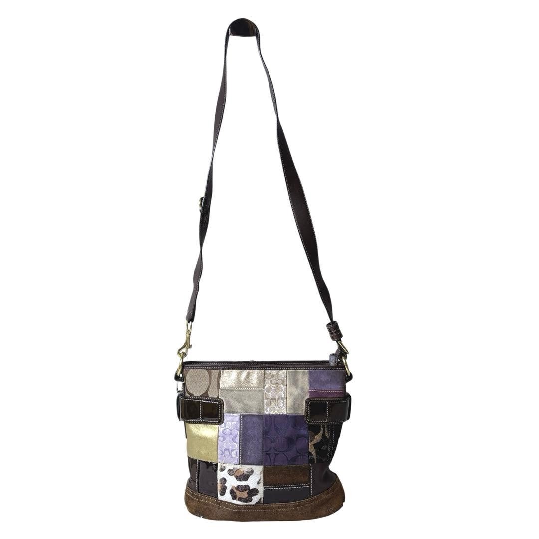 COACH Patchwork Suede Leopard Print Crossbody Sho… - image 20