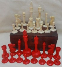 Antique Chess set Carved Bone Screw Type Base - Kings 3 1/2 Inches