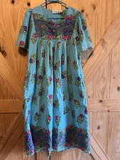 Vintage Loungees Floral Garden Mrs. Roper Caftan Dress with Pockets Size S