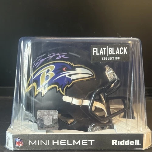 Ray Lewis Signed Baltimore Ravens Flat Black Mini Helmet Football Collectible