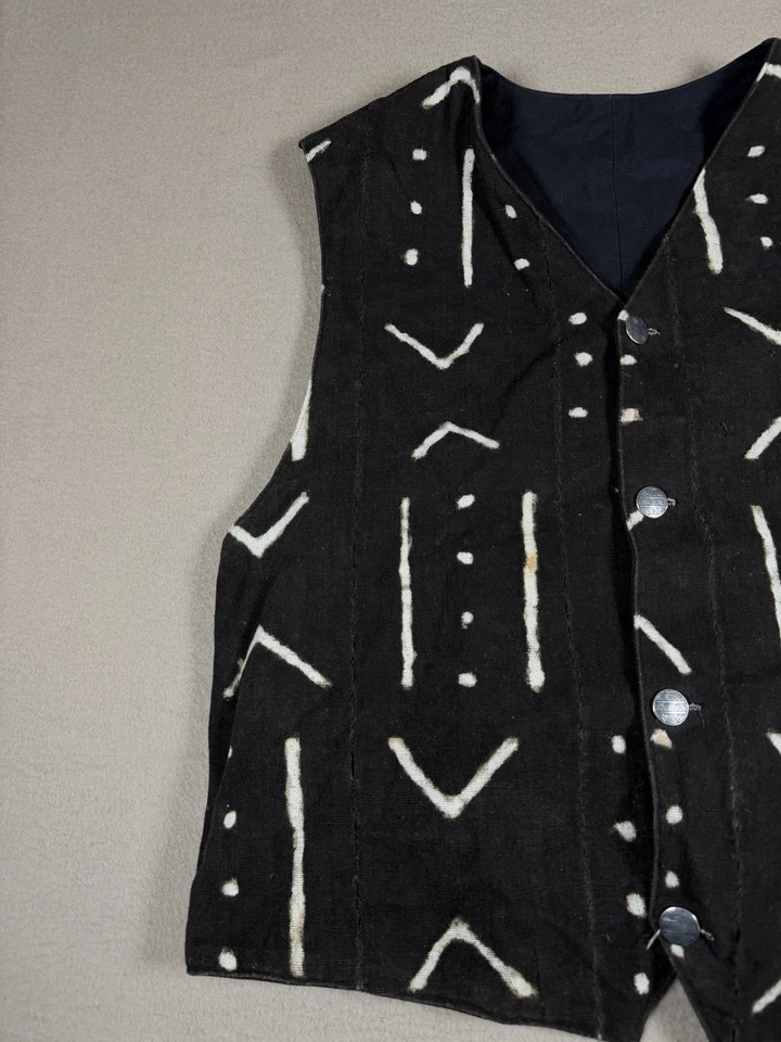 Модный мужской жилет из грязевой ткани Ngozi размер большой редкий принт спереди и сзади - Изображение 2 из 4