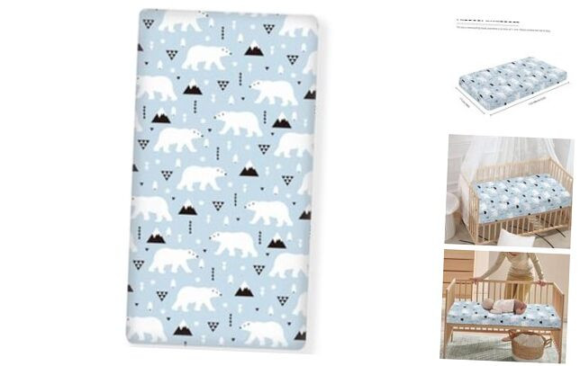 Polar Bear Winter Wonderland Fitted Crib Sheet for Baby Nursery