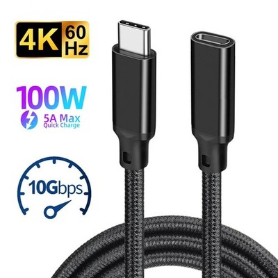 USB-C Verlängerung 10G 4K 5A 100W Kabel C-Stecker C-Buchse Type-C Kabel