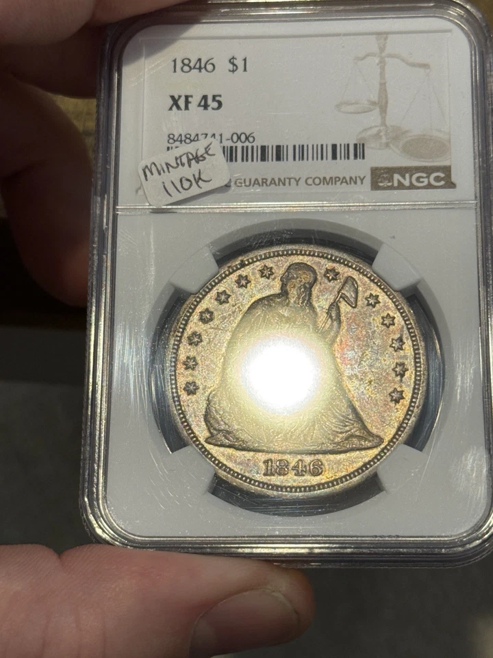 1846 XF45 NGC Seated Dollar Rare Original Toned Low Mintage Key Date - Image 3 of 3