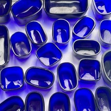 1 Small Cobalt Blue Bristol Glass Condiment/Inkwell/Salt Liner Rounded Rectangle