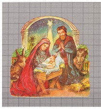 Oblate Glanzbild Scrap Christkind Krippe Weihnachten #13