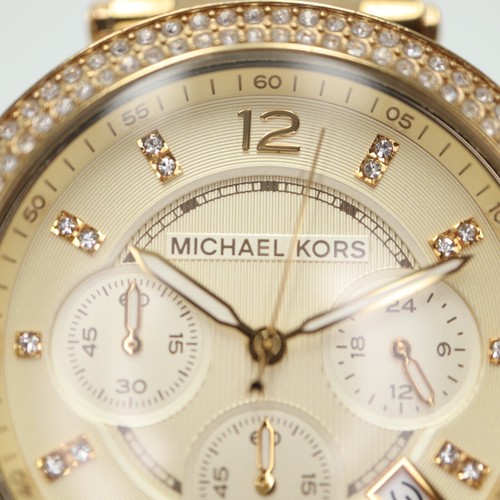 Michael Kors Ladies Parker Chrono Watch Gold Tone 39mm Date MK5354 w New Battery - Picture 6 of 14