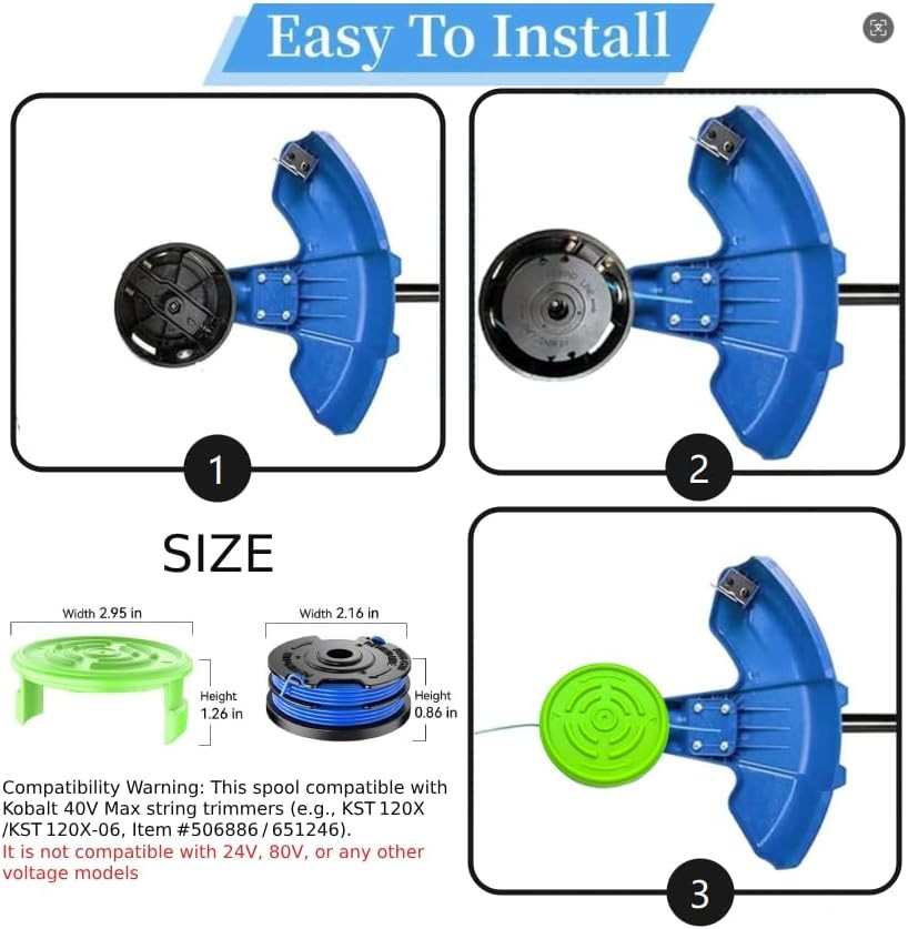 6 PCS Weed Eater String Compatible with Kobalt 40V Cordless String Trimmer KST 1