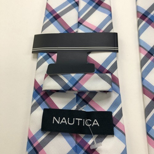 Nautica NEW Blue 100% Polyester Neck Tie Men’s Geometric 3-in/56-in - Picture 7 of 8