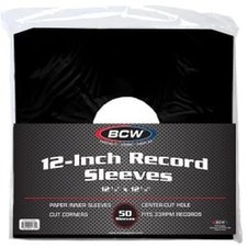 BCW 12-Inch Record Paper Inner Sleeve-Cut Corners - Black