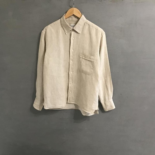 Men Pelikamo Shirt Beige Linen 40 /L / 48