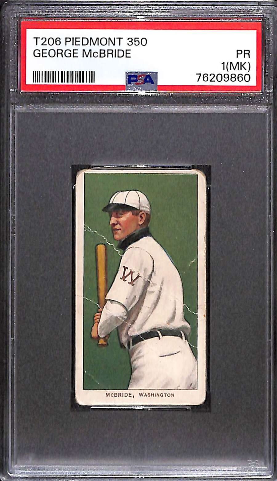 1909 T206 #234 George McBride  PSA 1 MK POOR C103039