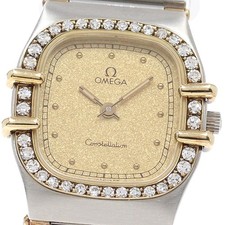 Orologio da donna Omega Constellation 1460,75 lunetta diamantata quadrante oro quarzo_948601