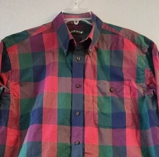 Orvis Shirt Mens XL Red Green Plaid Signature Twill Long Sleeve Classic Preppy