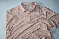 Tommy Bahama Polo Shirt Mod Palm Geo Knit Peach Orange SS New Medium M