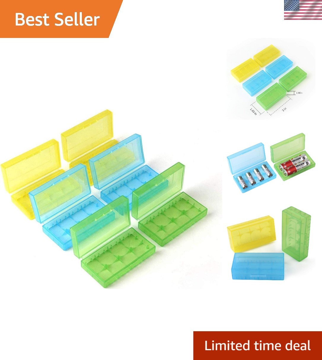 6pcs-Battery Storage Case for 18650 or CR123A Battery