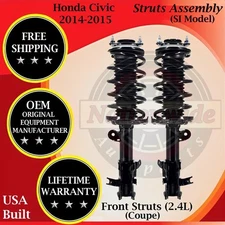 New OE Front Struts For 2014-2015 Honda Civic  2.4L Si Coupe Lifetime Warranty