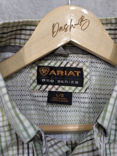 Ariat Pro Series Western Shirt Mens L Green Brown Plaid Long Sleeve Mesh Lined - Bild 2 von 8