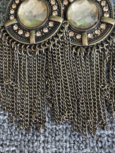 Antique Gold Tone Tassel Drop Hook Earrings - Picture 3 of 3