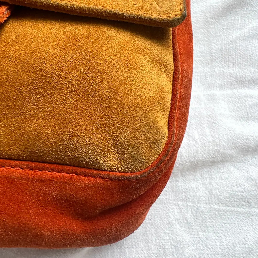 バッグ 90s PRADA Suede ribbon one shoulder bag 90s PRADA Suede Ribbon Shoulder Bag Orange Brown One