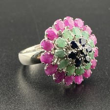 Eye catching Natural Emerald Stones Beautiful Princess Design Silver 925 Ring