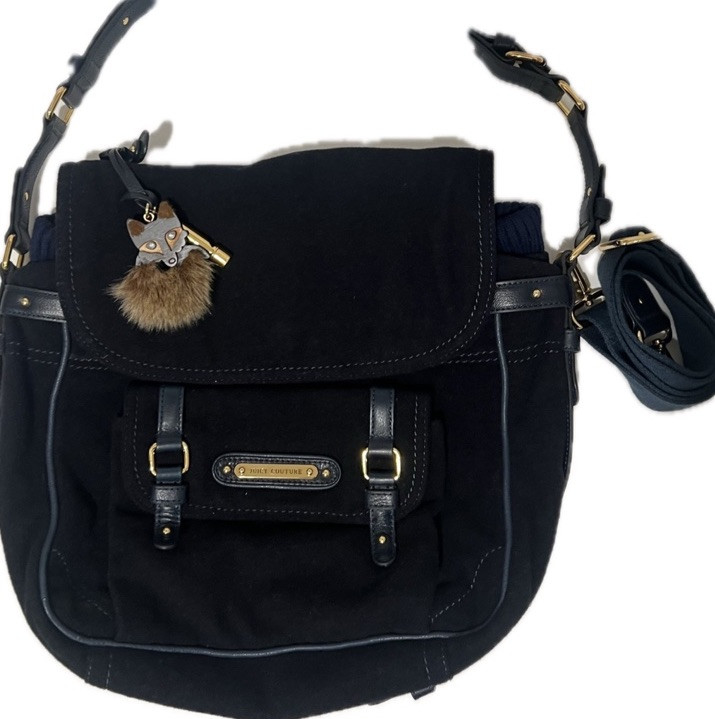 NWT  Vintage Juicy Couture Wool Dark Blue Messenger Crossbody Book Bag Y2K Purse