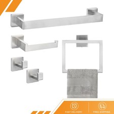 5 Set Bathroom Hardware 15.7 Inch Stainless Steel Towel Bar Toilet Paper Holder