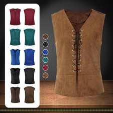 Men Steampunk Vikings Plus Size Carnval Medieval Renaissance Gothic Pirate Vest