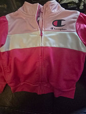 Champion Girls 2T Pink/White Colorblock Full Zip Track Jacket Long Sleeve
