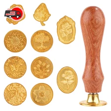 Wax Seal Stamp Set, 10pcs Sealing Heads with a Wooden Handle...