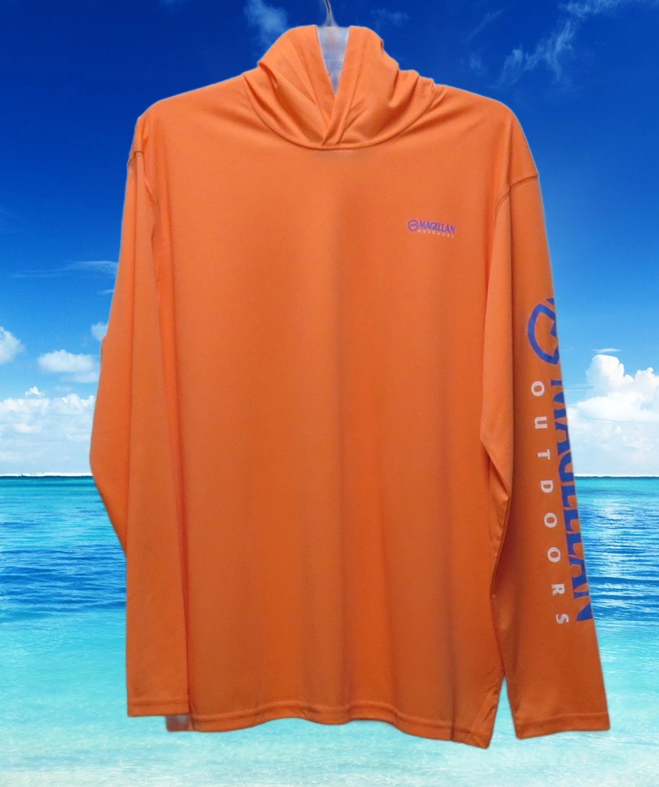 Magellan Fish Gear Hoodie Men MED Fresh Salmon UPF Fishing Shirt NWT