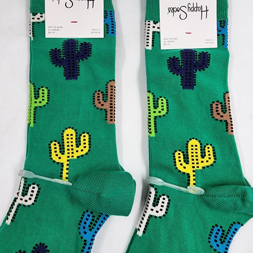 Calcetines Happy Socks Cactus Crew para hombre M 8-12 verde multi - 2 pares~ Foto 3 de 4