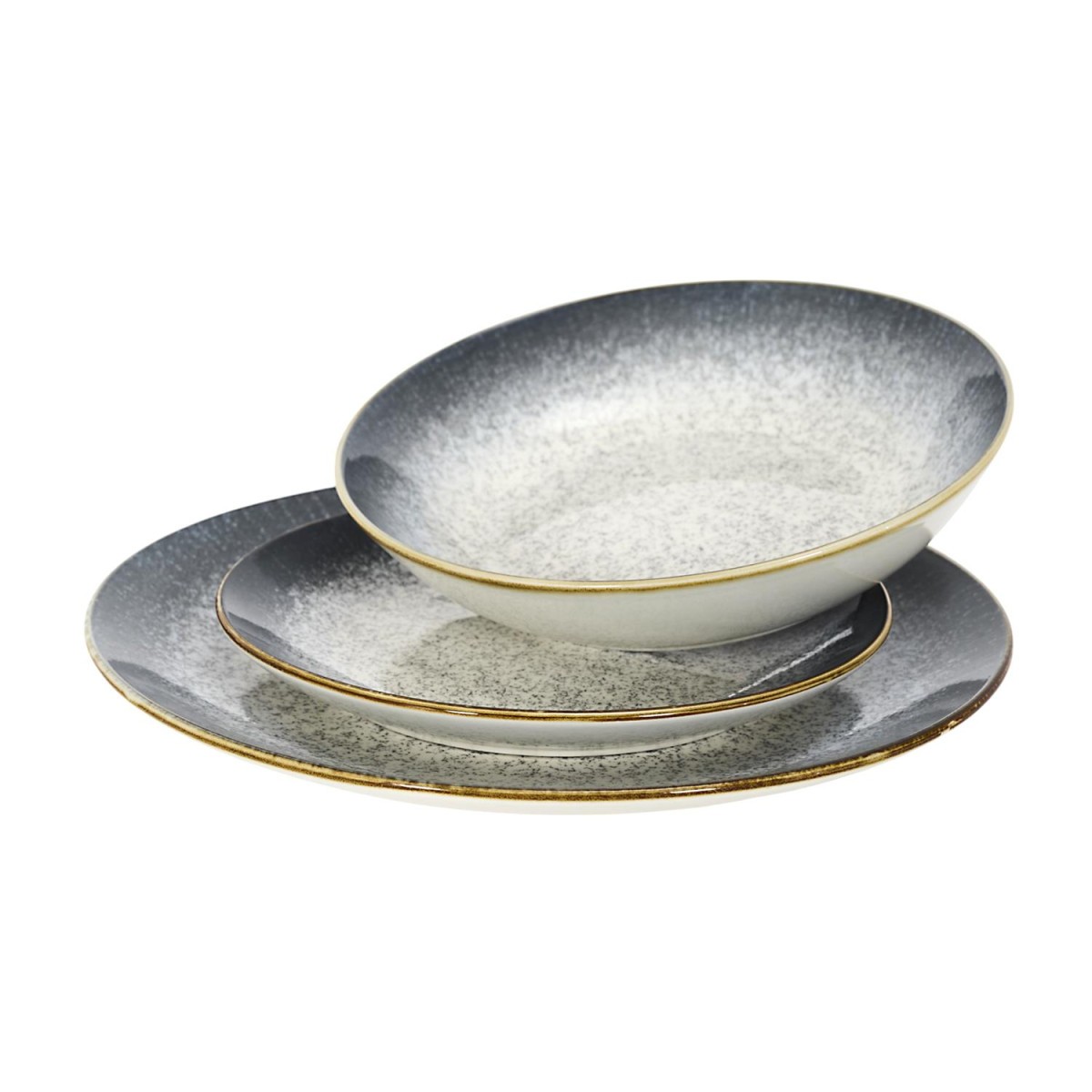 Service de Table 12 Pièces Elysia 26cm Gris Assiettes Plates Plates Modernes Cuisine