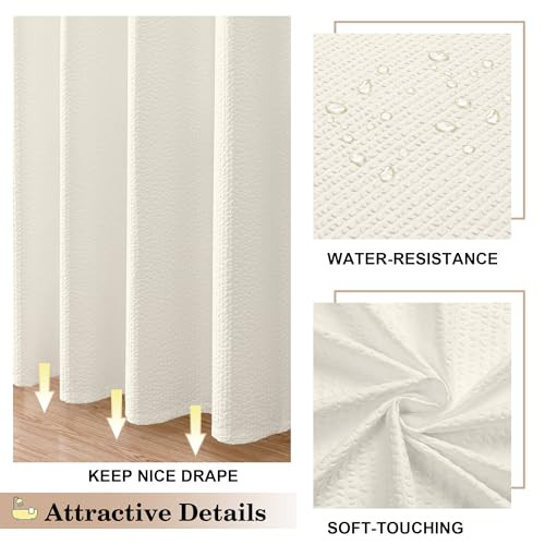 Cortina de ducha de tela Berry Stall 36 x 72 pulgadas - 36" W x 72" L (paquete de 1) crema - Imagen 2 de 6