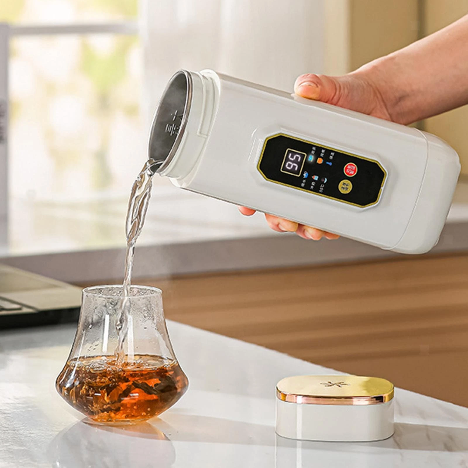 Portable Electric Kettle Insulated Cup Adjustable Temperature Portable Travel