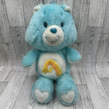 Vintage 1983 Care Bear Wish Bear 13" Kenner Plush Stuffed Toy Aqua Blue