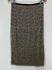 Maeve By Anthropologie Anina Midi Skirt Sz 8 Black Gold Shimmer Stretch Pullon