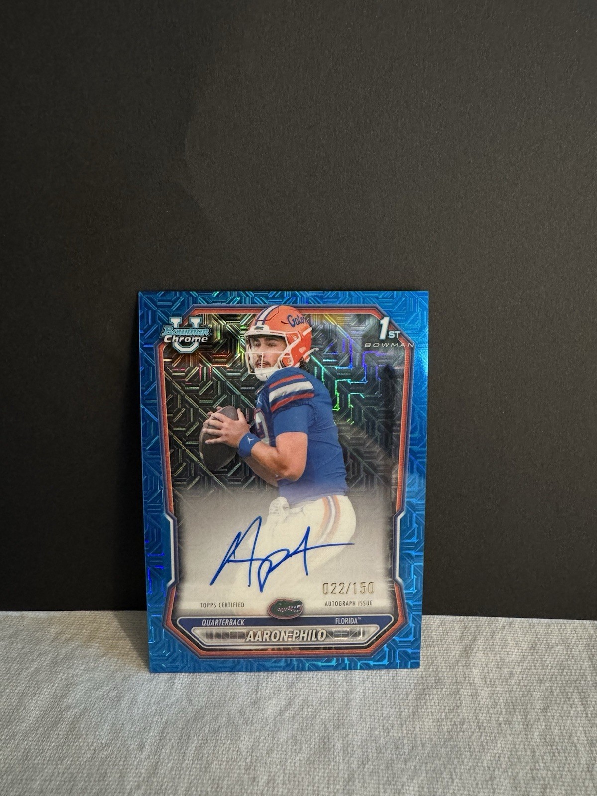 2026 Bowman Chrome Aaron Philo Auto Blue Mojo Refractor /150 1st Florida Gators