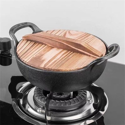 Essential Kitchen Tool Flachboden Wok mit Holzabdeckung für Vielseitigkeit