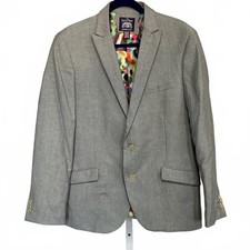 The Savile Row Company Men's Gray Blazer with Colorful Lining