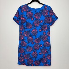 J.Crew Floral Print Shift Dress Cobalt Blue, Pink Flowers - Women's Size 4
