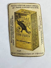 Duryeas Corn Starch 1879 Calendar Victorian Advertising Trade Card  B-1