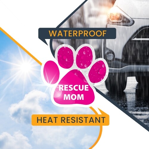 Rescue Mom Pfotendruck Auto Magnet 5" rosa Pfotendruck für Auto LKW Aufkleber Magnet - Bild 6 von 7